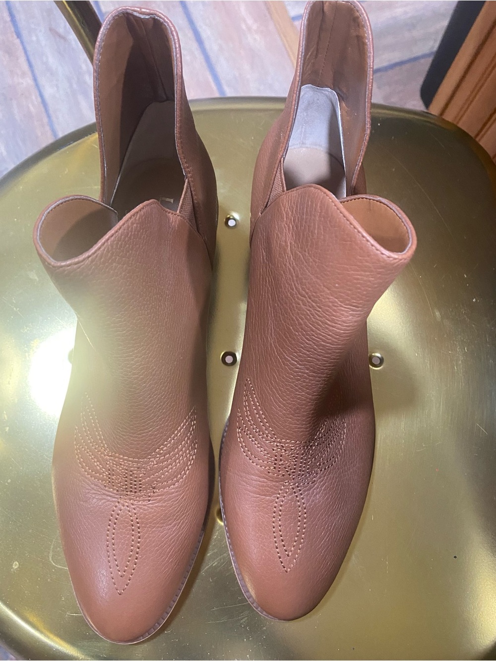 Lauren Ralph Lauren Prestyn Brown Leather Western Ankle Boots Size 8B